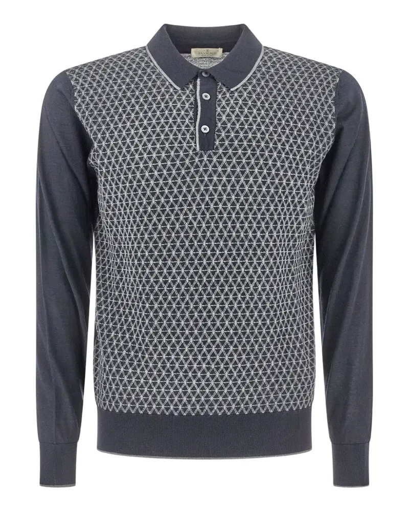 PANICALE Cashmere geometric-patterned polo shirt - Blau Blau