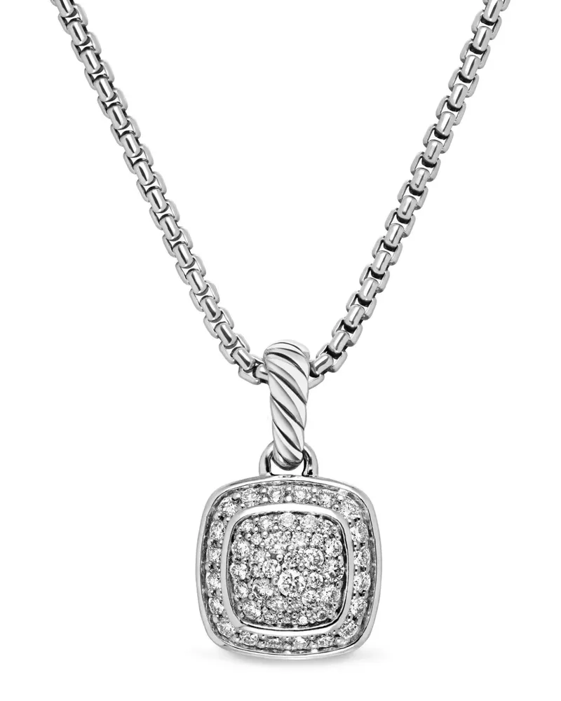 David Yurman Petite Albion Sterlingsilber-Halskette mit Diamantanhänger 7mm Silber