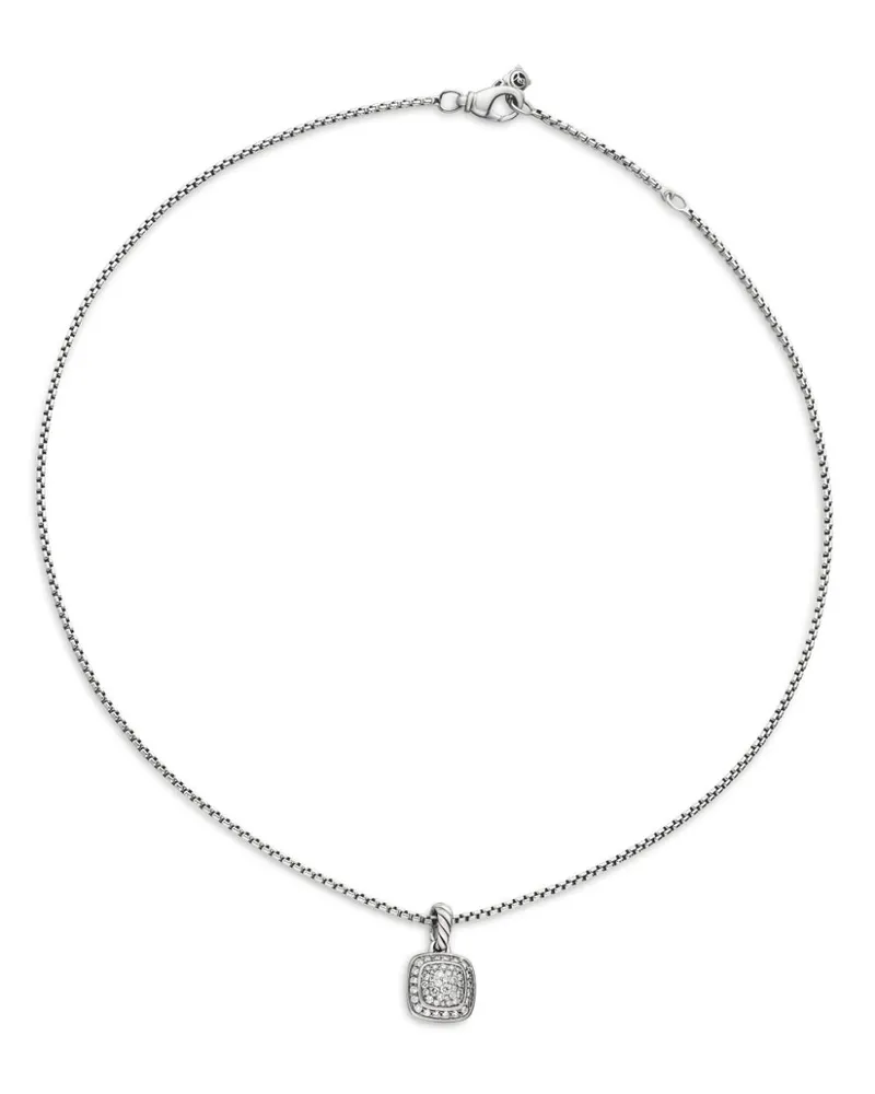 David Yurman Petite Albion Sterlingsilber-Halskette mit Diamantanhänger 7mm Silber