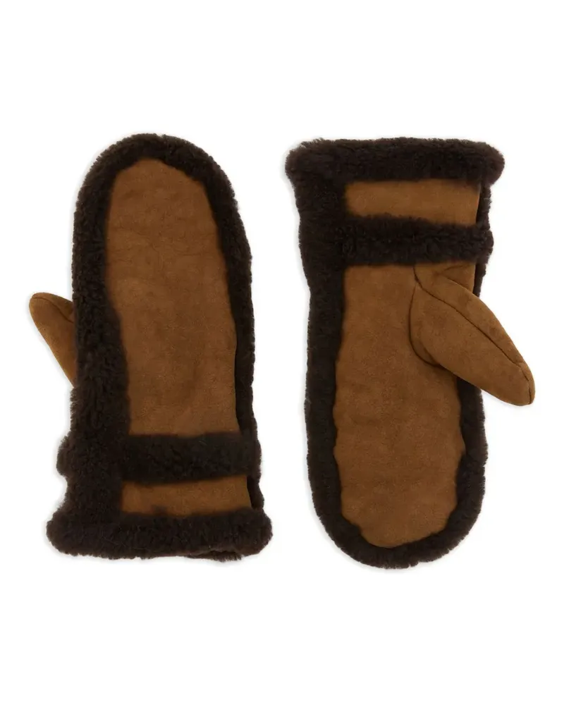 Yves Salomon Fäustlinge mit Shearling-Besatz - Braun Braun