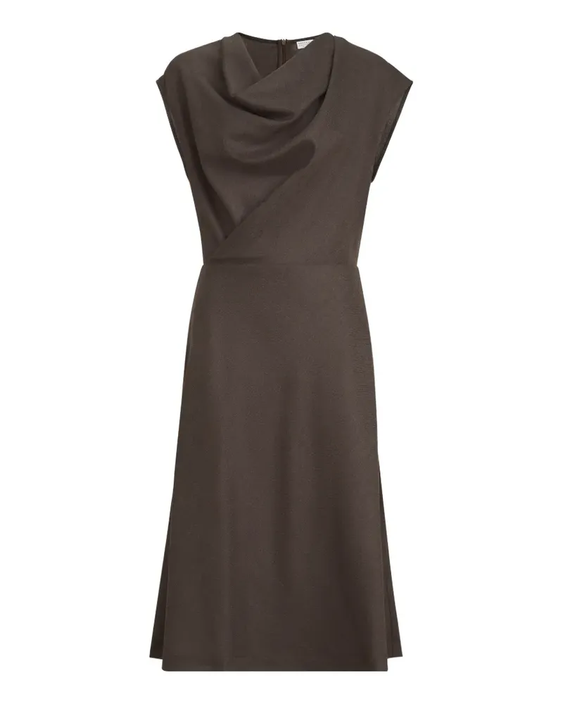 Brunello Cucinelli Kleid aus Schurwolle mit Monili-Effekt und diagonalem Flanell - Braun Braun