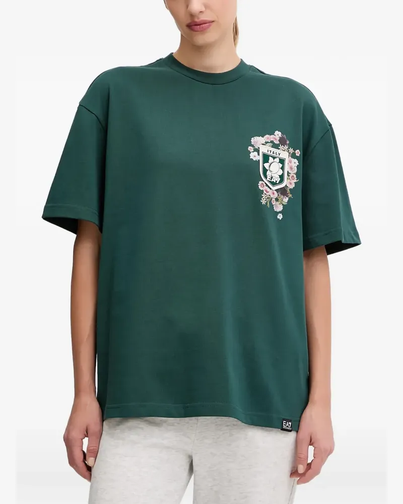 EA7 T-Shirt mit Blumen-Print - Grün Grün