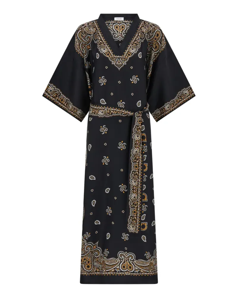 Ferragamo Arabesque print silk caftan - Schwarz Schwarz