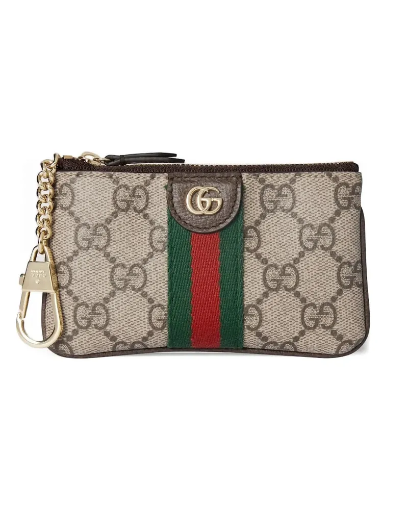 Gucci Gestreiftes Ophidia Portemonnaie mit Logo - Nude Nude