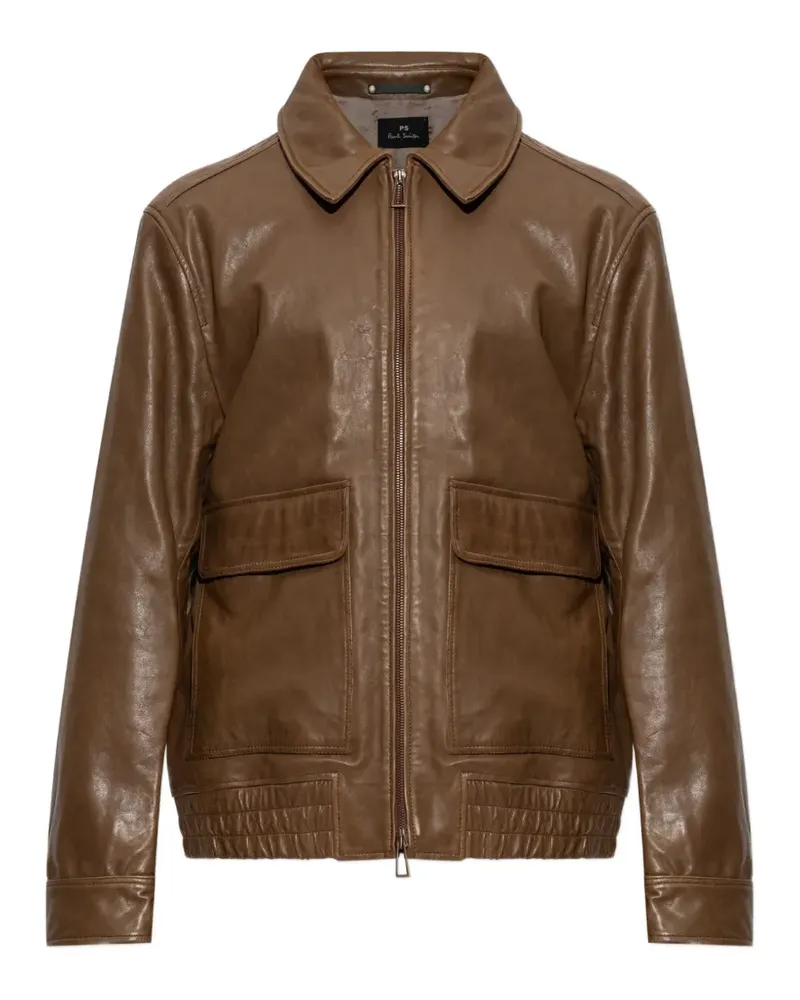 Paul Smith zip-up leather jacket - Braun Braun