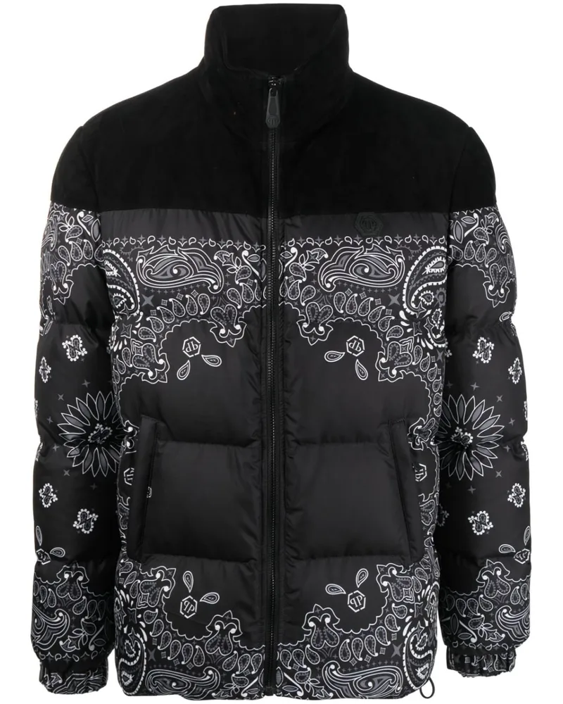 Philipp Plein Gefütterte Jacke mit Bandana-Print Schwarz