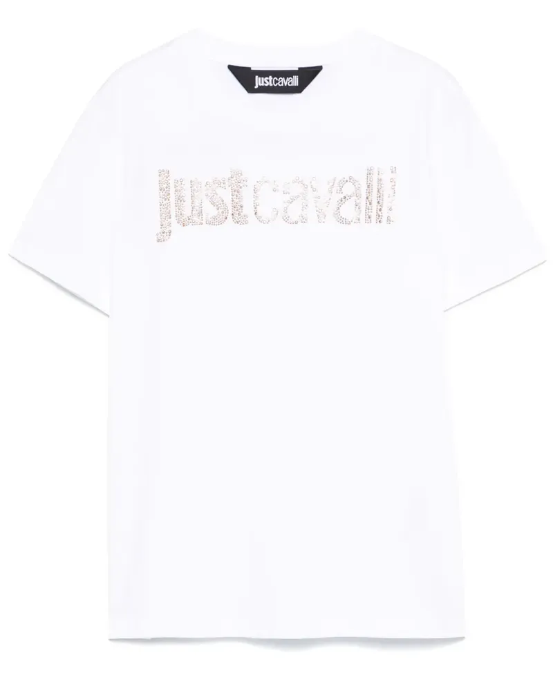 Just Cavalli T-Shirt mit Strass-Logo - Weiß Weiß