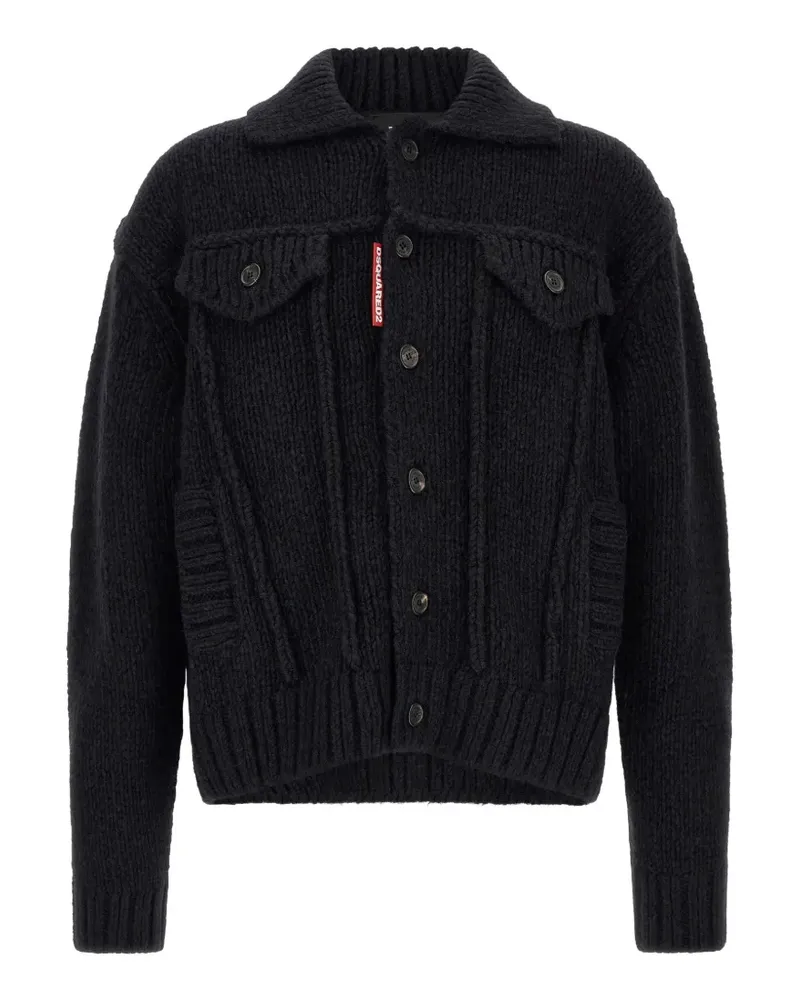 Dsquared2 logo-patch cardigan - Schwarz Schwarz