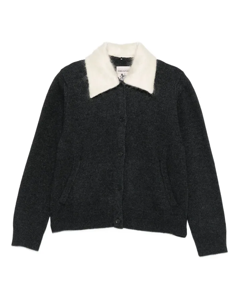 Semicouture Cardigan mit Kontrastkragen - Grau Grau