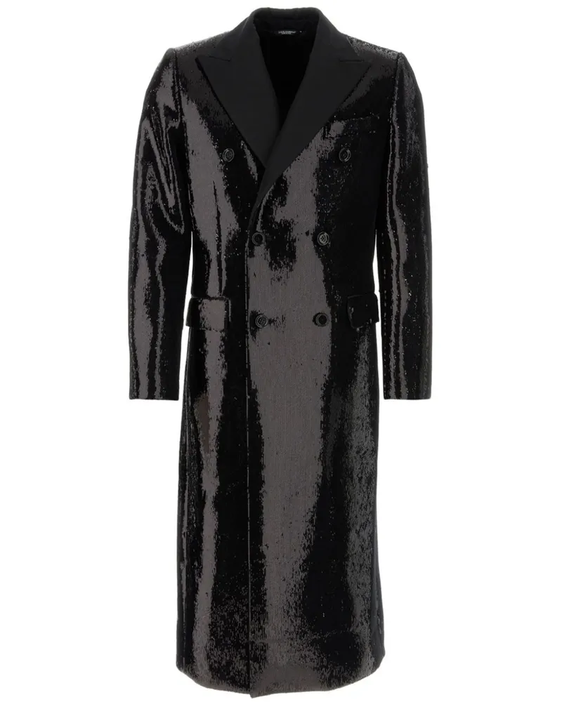 Dolce & Gabbana Doppelreihiger Mantel mit Pailletten - Schwarz Schwarz