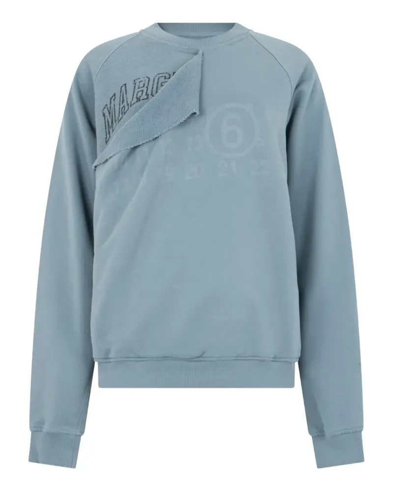 Maison Margiela logo-print deconstructed sweatshirt - Blau Blau
