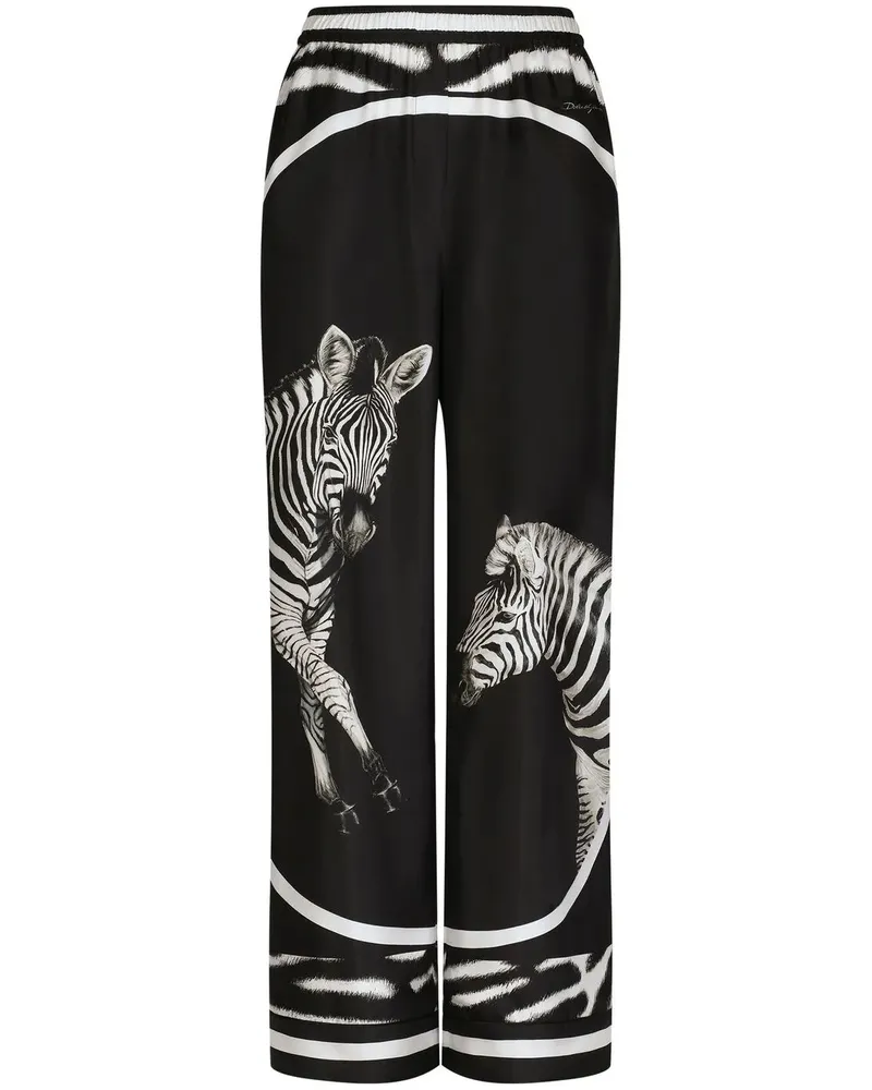 Dolce & Gabbana Pyjama-Hose mit Zebra-Print - Schwarz Schwarz