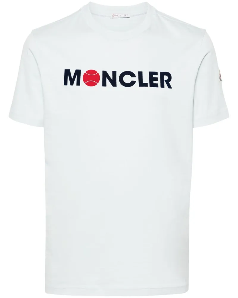 Moncler T-Shirt mit geflocktem Logo - Blau Blau