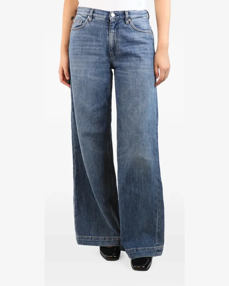 nine:inthe:morning washed wide-leg jeans - Blau Blau