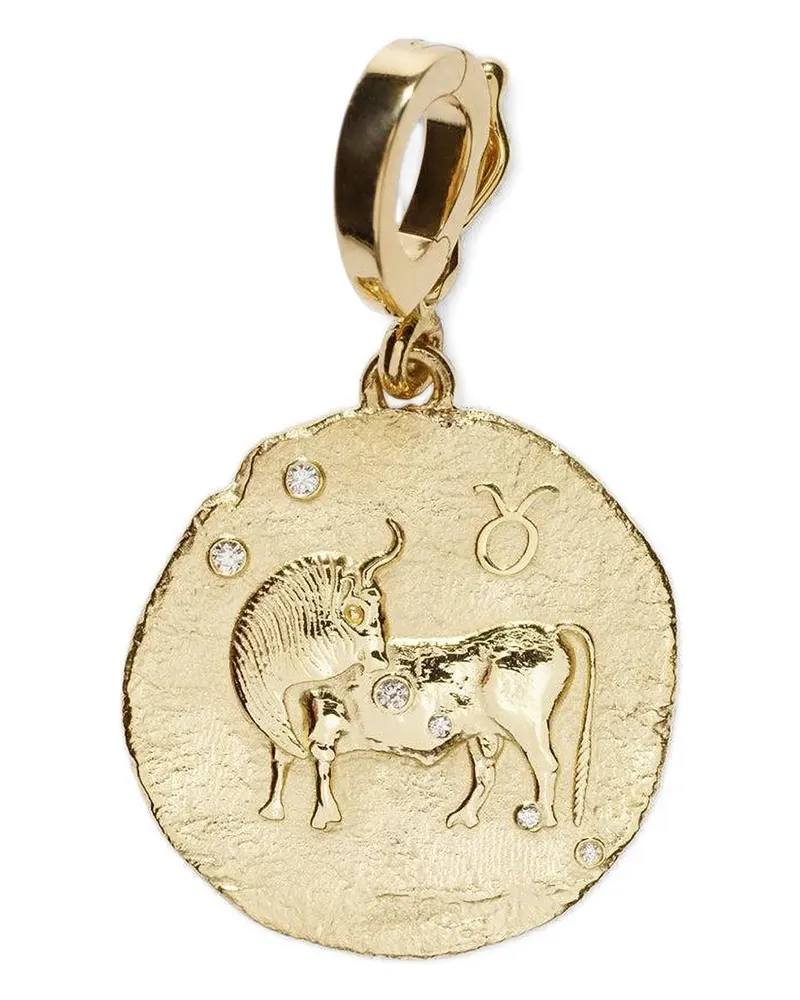 AZLEE 18kt Gelbgoldhalskette mit Diamanten und Stier Gold