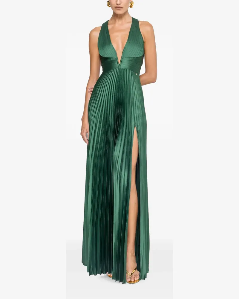 NISSA pleated satin maxi dress - Grün Grün