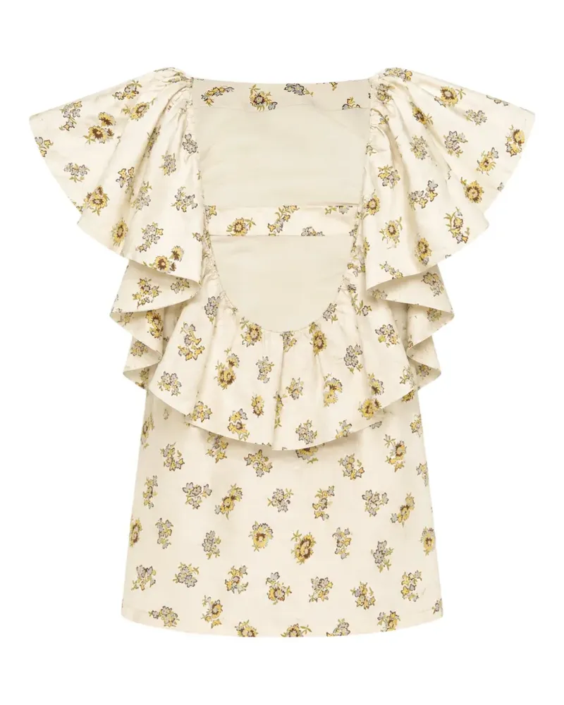 ALEMAIS Carrie Kleid mit Blumenprint - Weiß Weiß