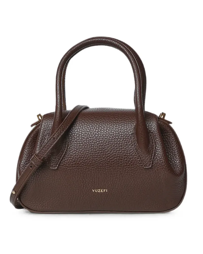 YUZEFI mini Oyster Duffle pebbled handbag - Braun Braun