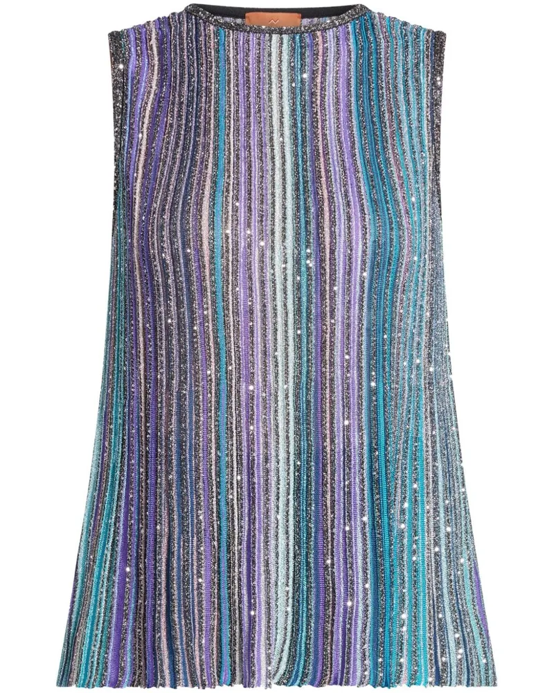 Missoni Plissiertes Oberteil mit Pailletten - Blau Blau