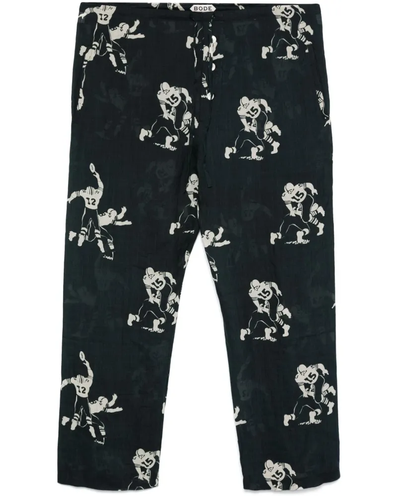 BODE Hose mit Football-Muster - Schwarz Schwarz