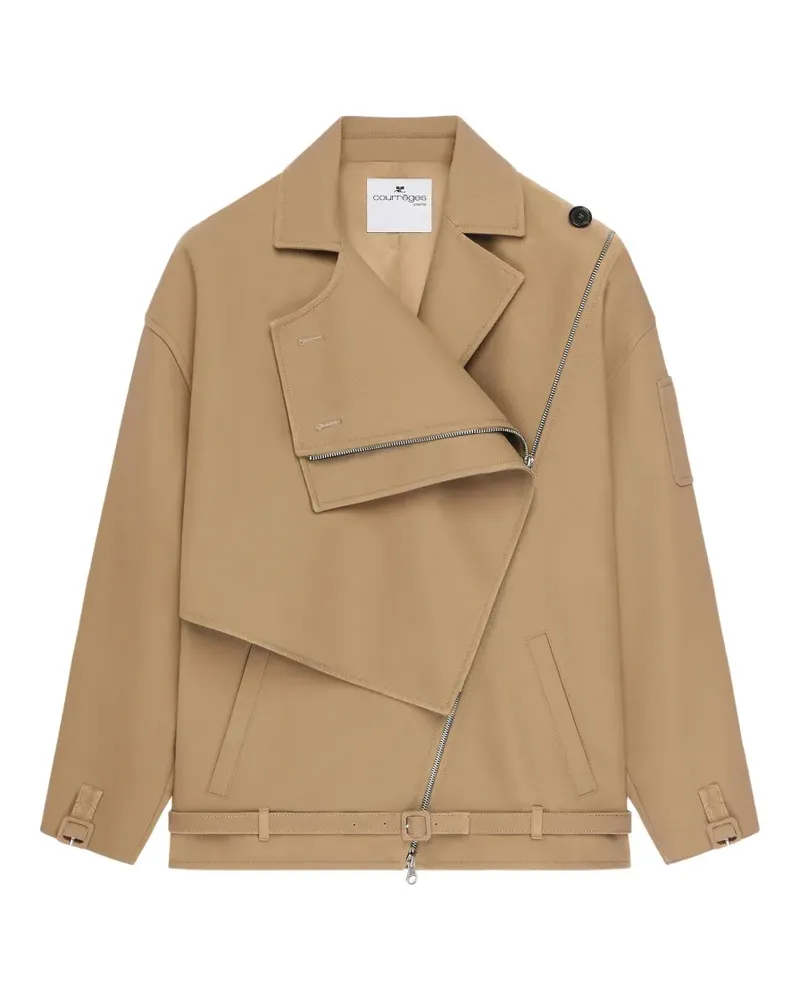 Courrèges Kurze Oblique Trenchjacke - Nude Nude