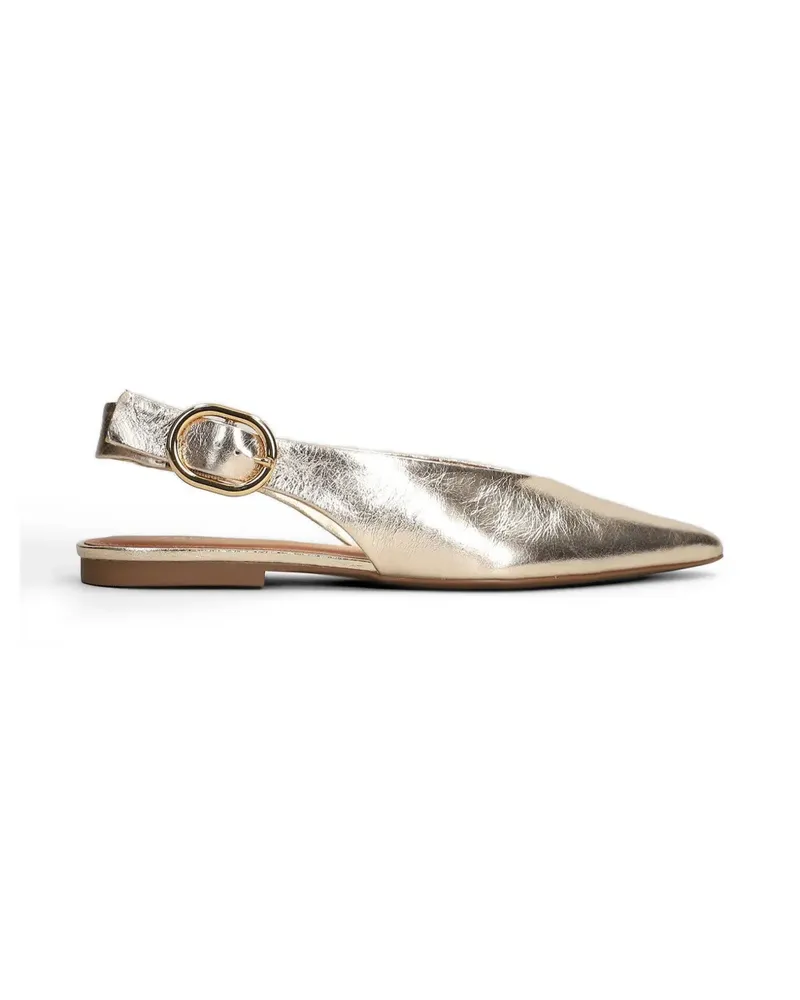 AREZZO buckle-fastening pointed-toe slingback ballet flats - Gold Gold