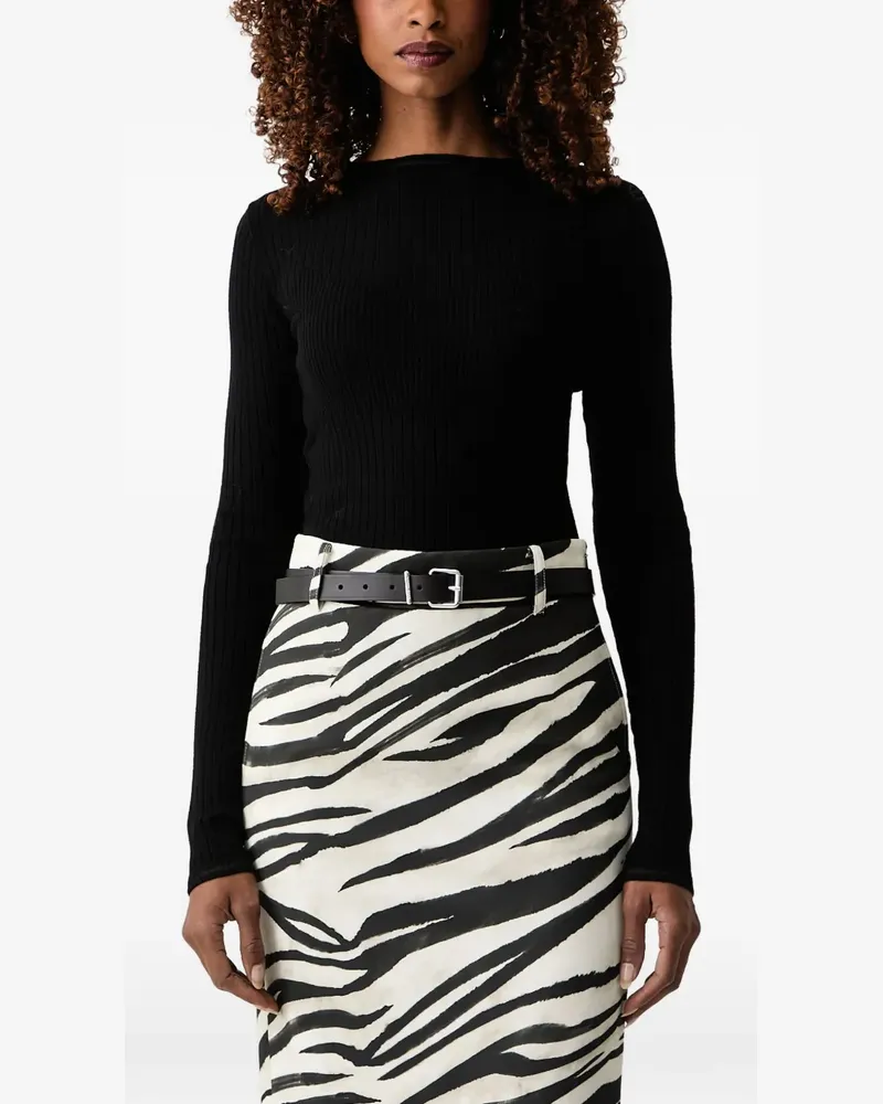 Patrizia Pepe ribbed-knit boat-neck sweater - Schwarz Schwarz