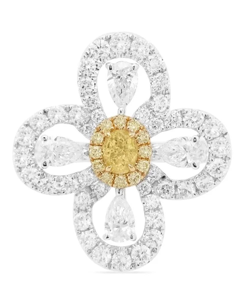 HYT Jewelry 18kt Gelbgold- und Platinring mit Diamanten - Silber Silber