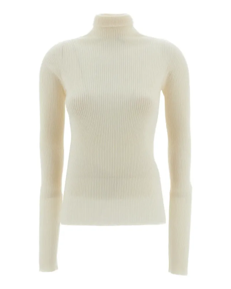 SPORTMAX Gerippter Rollkragenpullover - Weiß Weiß