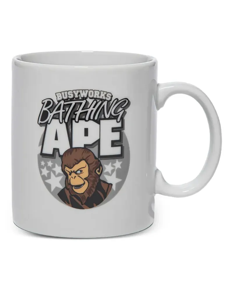 BAPE Busyworks logo-print mug - Weiß Weiß