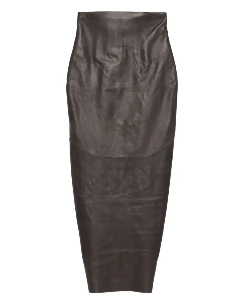 Rick Owens Midirock mit Ledereinsätzen - Braun Braun