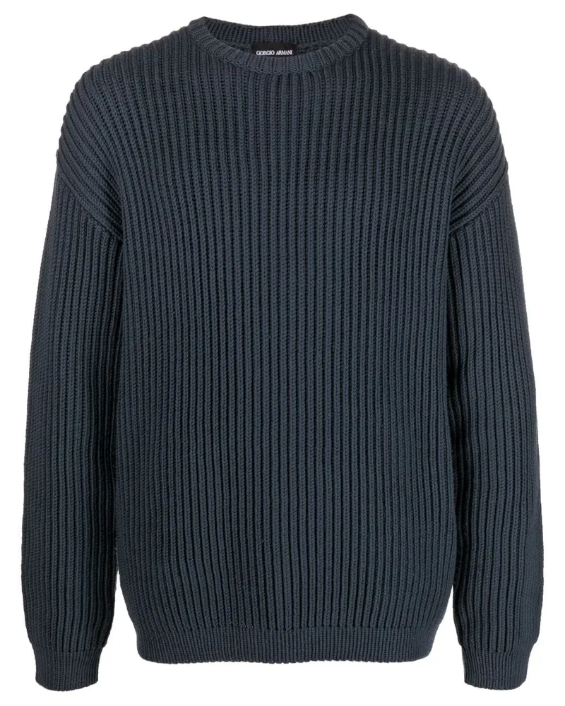 Giorgio Armani Grob gestrickter Pullover - Blau Blau