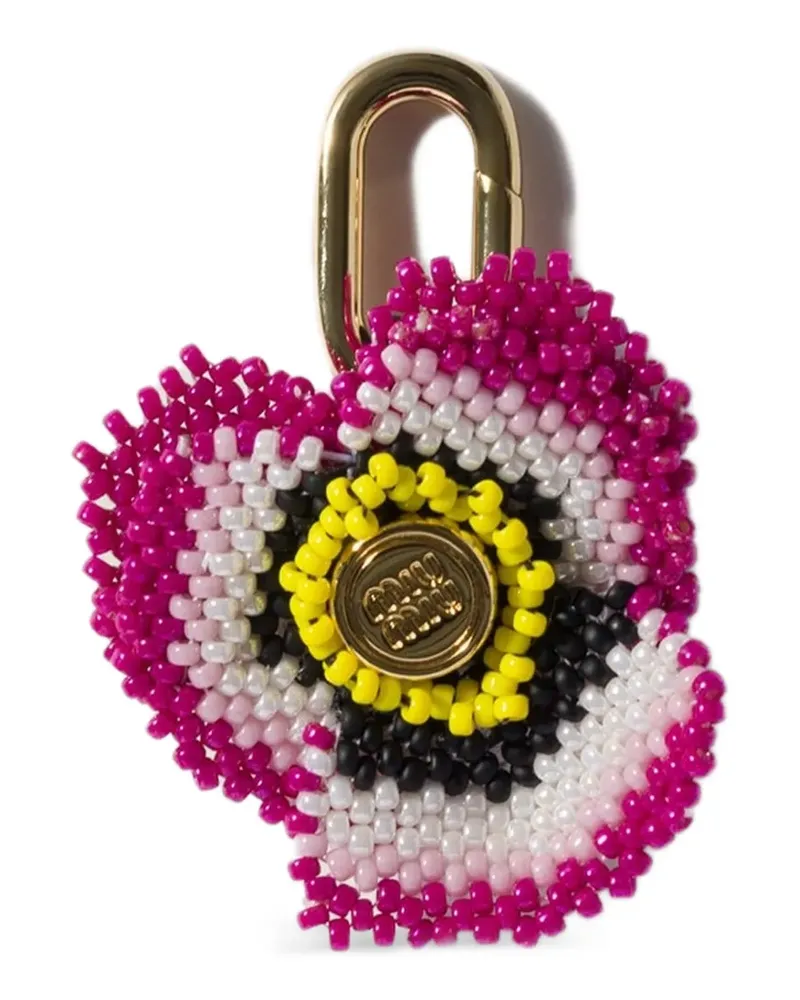 Miu Miu Schlüsselanhänger mit Mikro-Perlen und Metall - Gold Gold