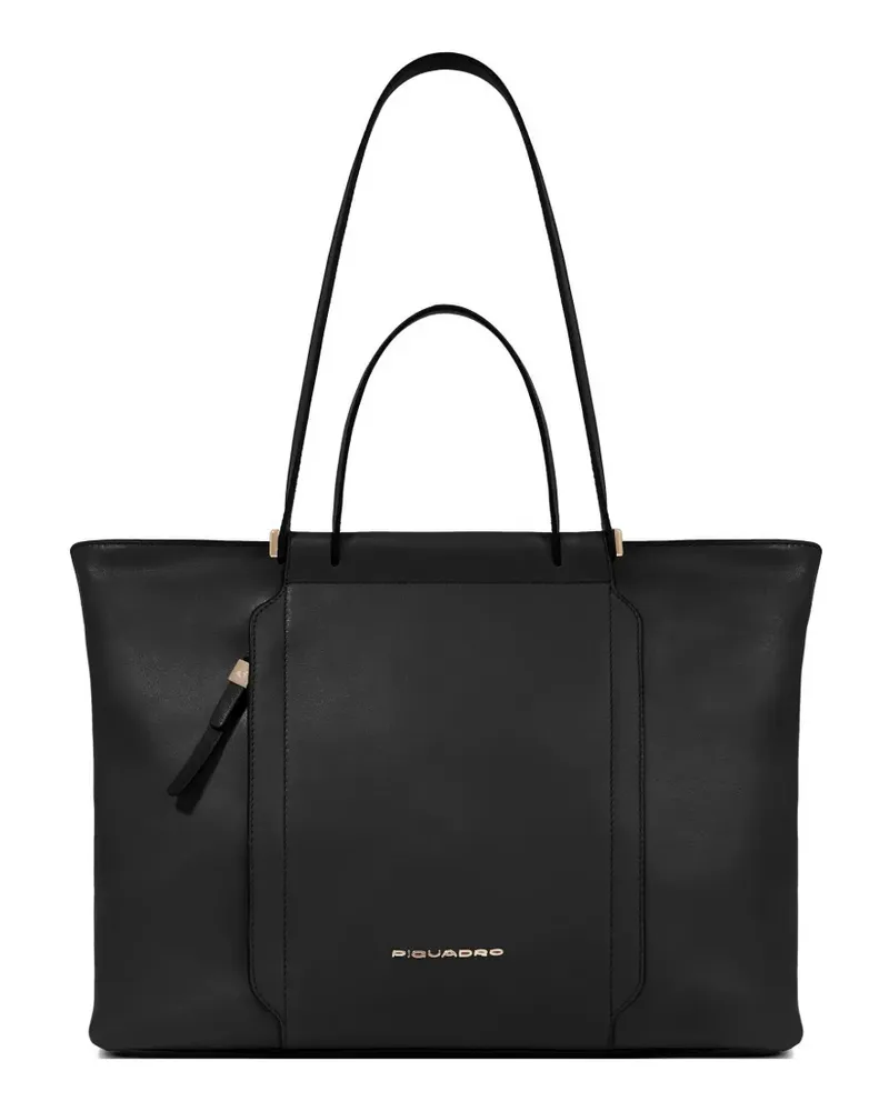 Piquadro laptop ipad leather tote bag - Schwarz Schwarz