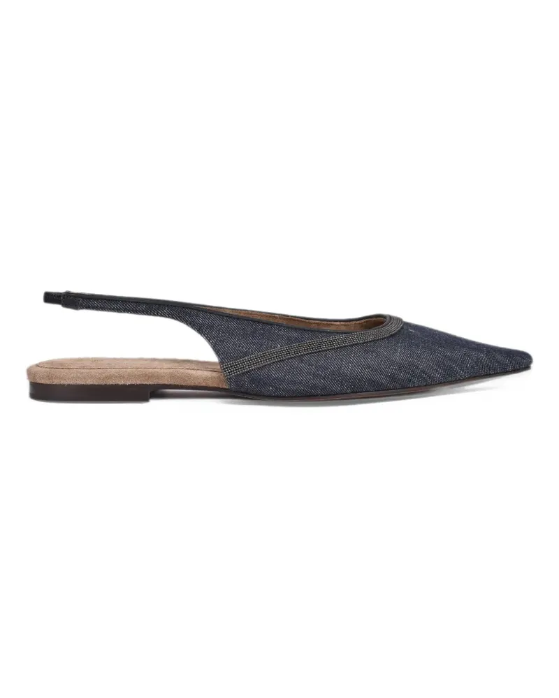Brunello Cucinelli pointed-toe slingback pumps - Blau Blau