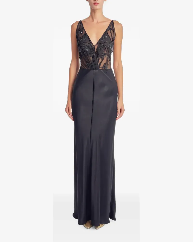 Irina Schrotter bead-embellished V-neck maxi dress - Schwarz Schwarz