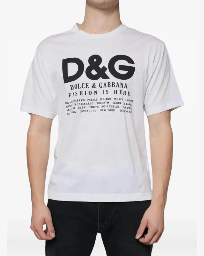 Dolce & Gabbana Fashion is Here T-Shirt mit Logo-Print - Weiß Weiß
