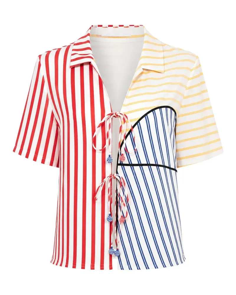 FARM Rio striped tie-fastening blouse - Weiß Weiß