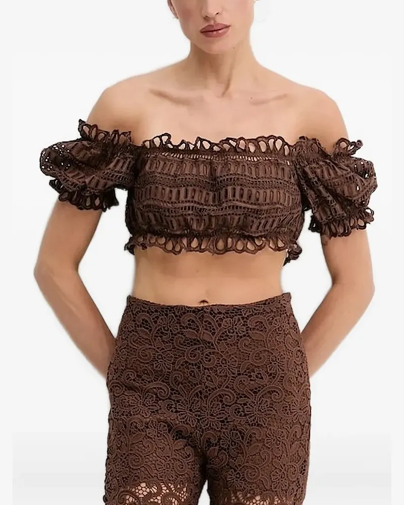 Ermanno Scervino off-shoulder embroidered-eyelet top - Braun Braun