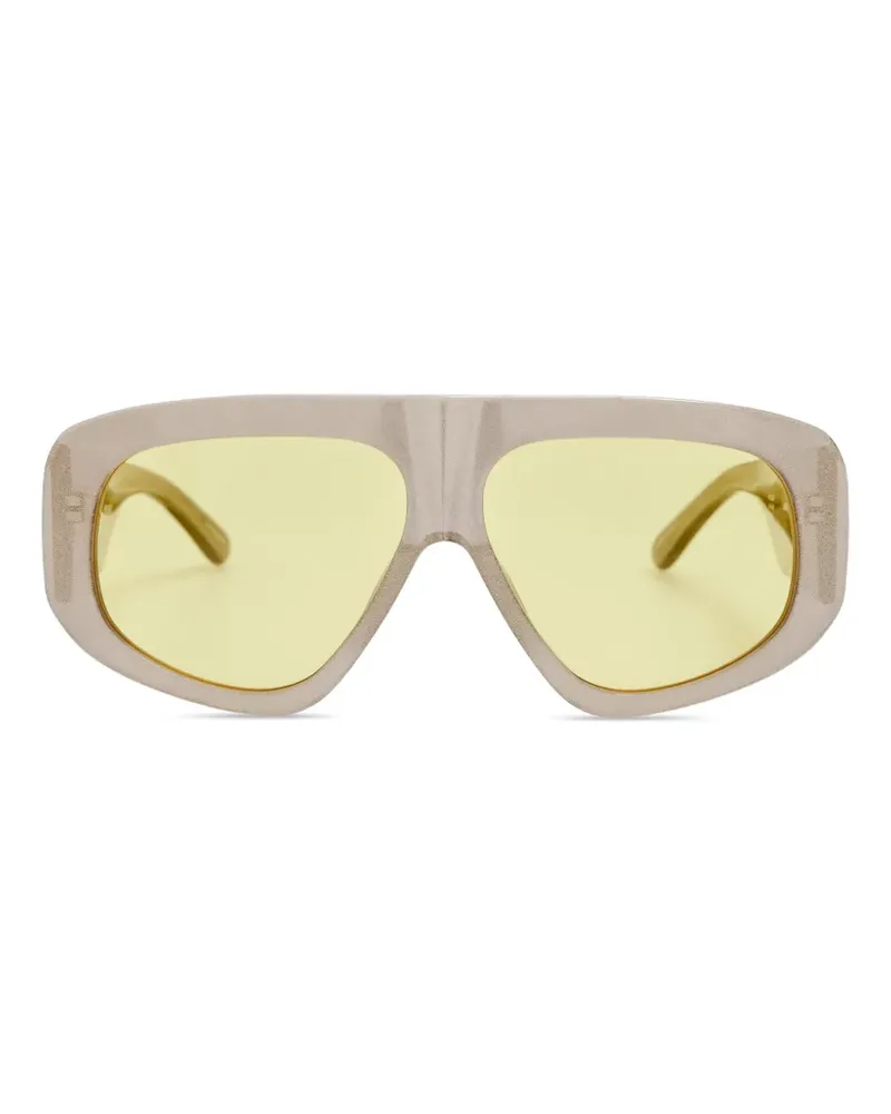 Linda Farrow geometric-frame sunglasses - Nude Nude