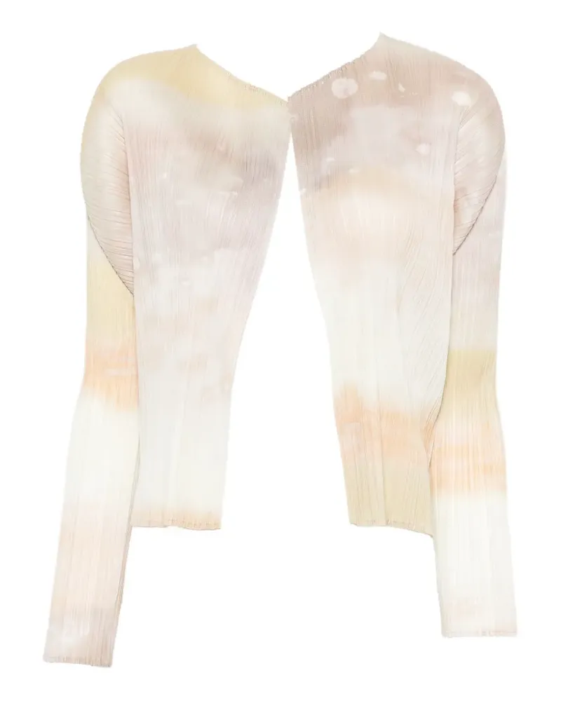 Issey Miyake plissé-effect abstract-print cardigan - Grün Grün