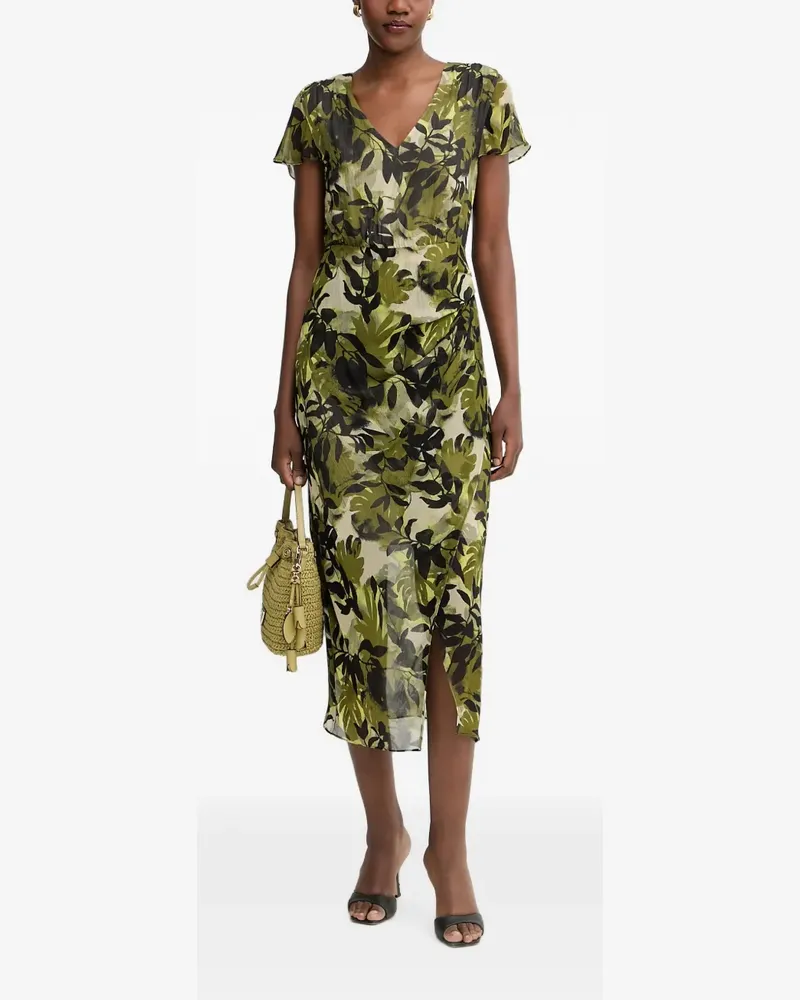Armani Exchange Midikleid mit Blatt-Print - Grün Grün