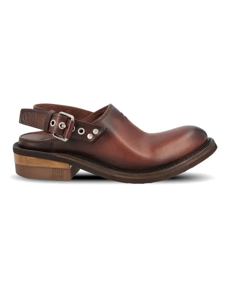 Miu Miu buckle-fastening leather mules - Braun Braun