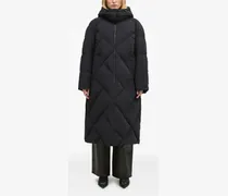 Langer Weave Daunenmantel - Schwarz