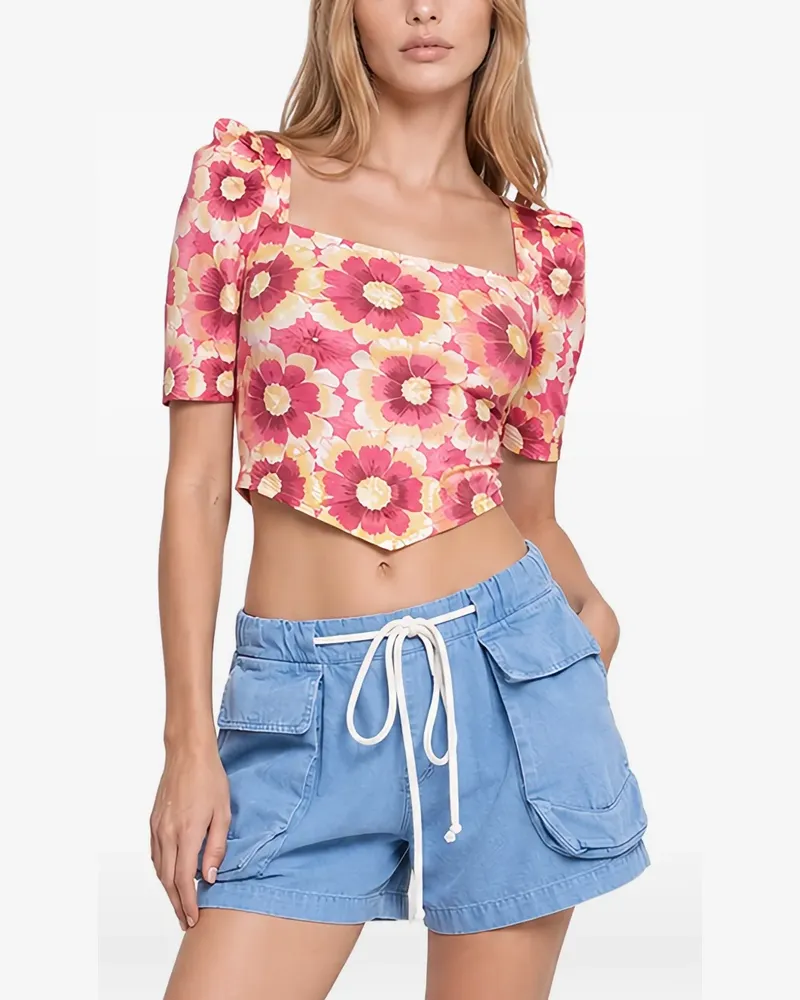 Free People Top mit Puffärmeln - Rosa Rosa