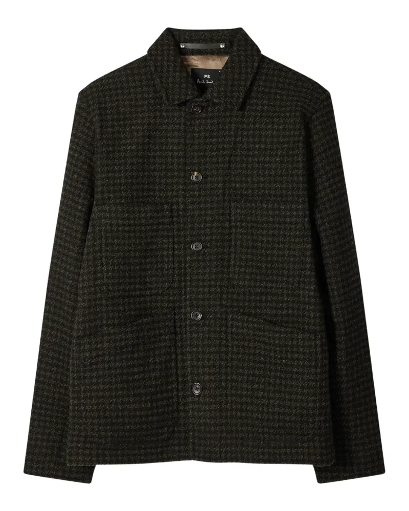 Paul Smith Dunkelgrüne Jacke mit Hahnentrittmuster - Schwarz Schwarz