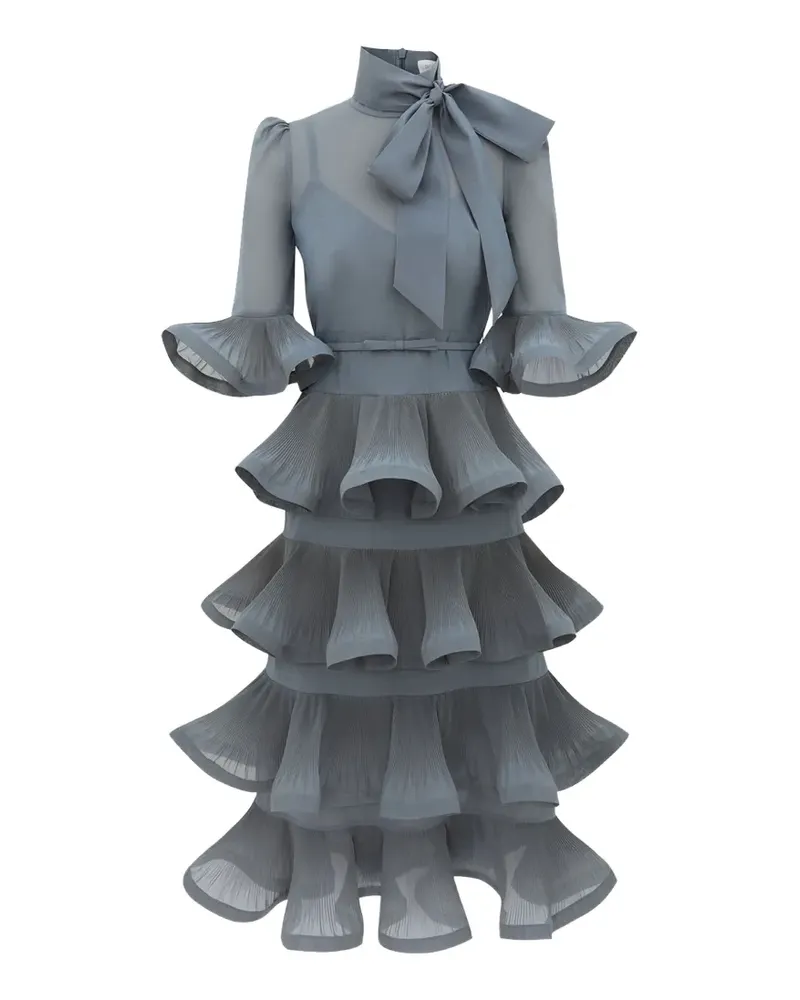 Zimmermann Gerüschtes Kleid mit Falten - Grau Grau