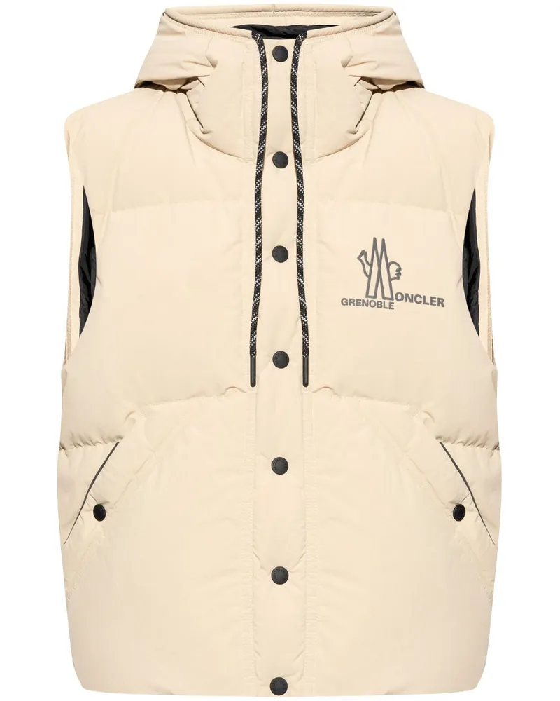 Moncler Gefütterte Weste mit Logo-Print - Nude Nude