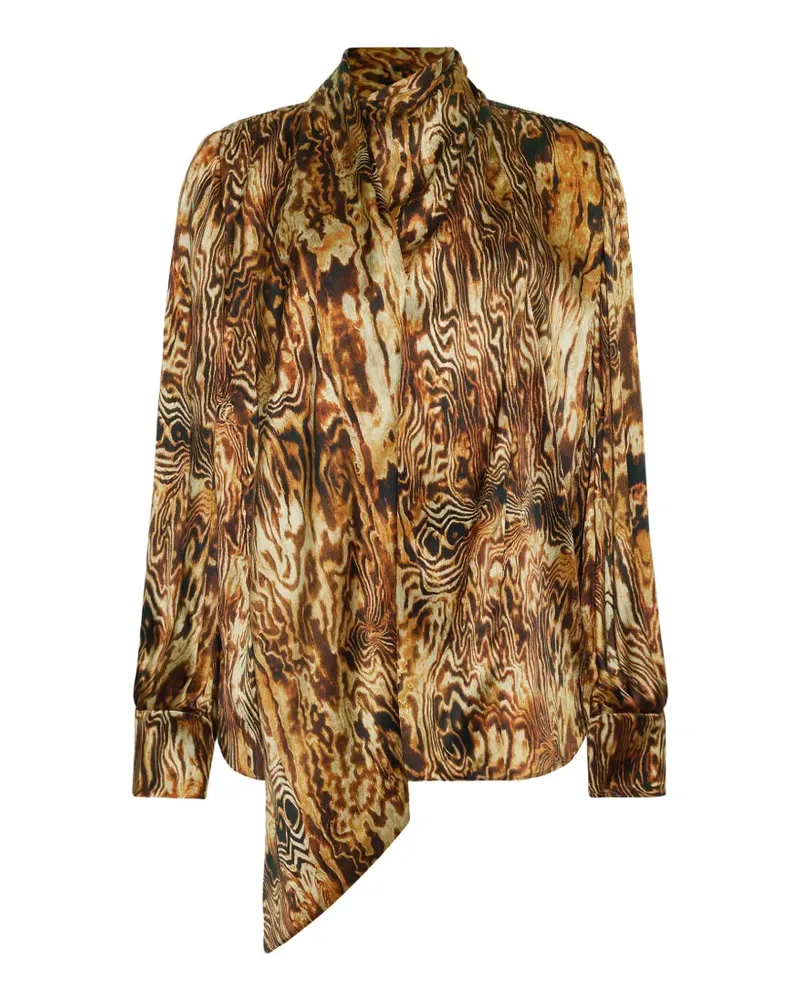 Adam Lippes Ainsley wood-grain print blouse - Braun Braun