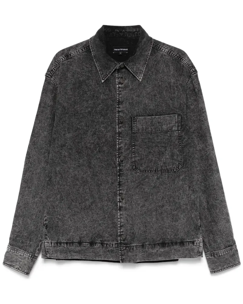 Emporio Armani Hemdjacke aus Denim - Schwarz Schwarz